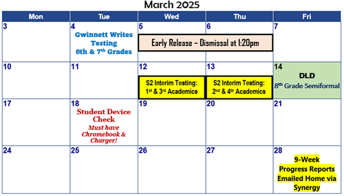 March Testing Dates